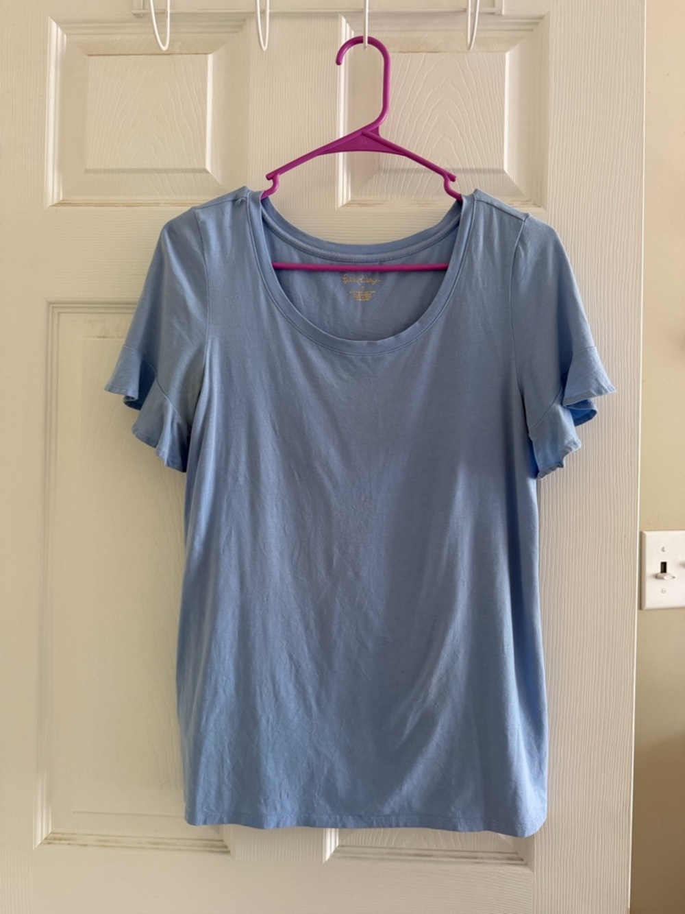 Lilly Pulitzer Periwinkle Ruffle Sleeve Scoop Neck Tee